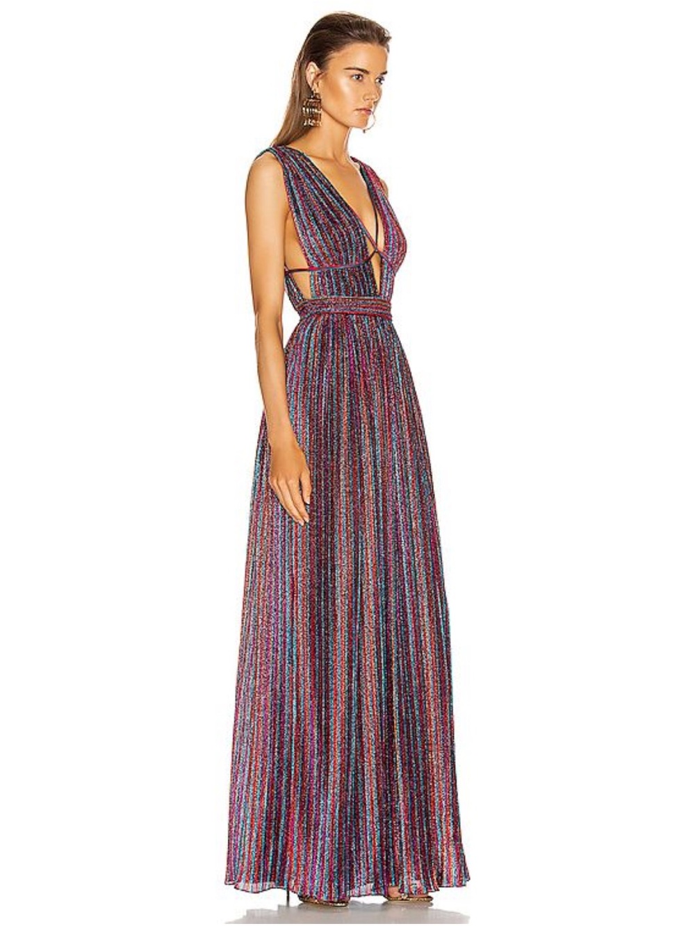Jonathan Simkhai Multicolor Metallic Stripe Maxi Dress